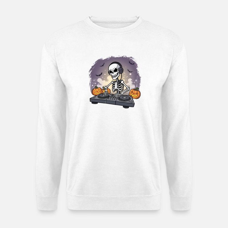 Skelett-DJ Halloween-Szene - Unisex Pullover - Weiß
