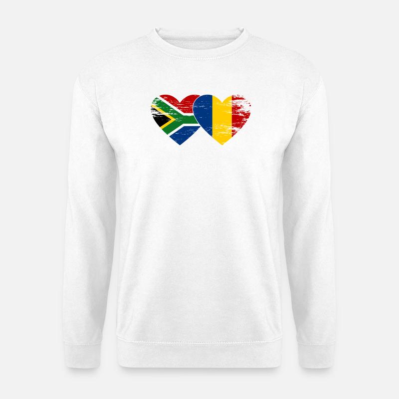 Südafrika Rumänien Flaggen Herz - Unisex Pullover - Weiß