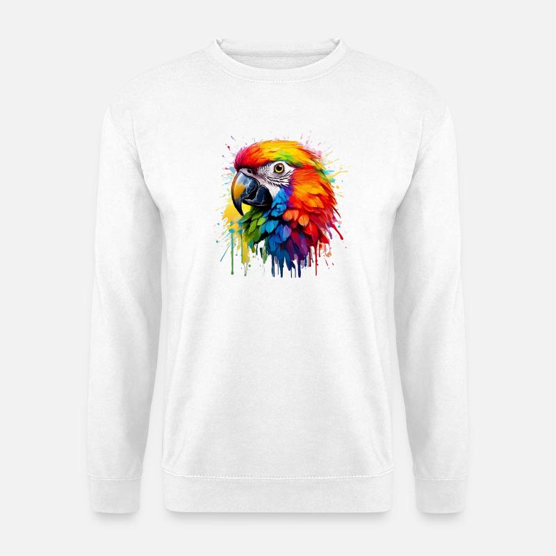 Bunter Paradiespapagei Splash - Unisex Pullover - Weiß