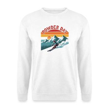 Ski Powder Day Retro Tiefschnee Wintersport - Unisex Pullover - Weiß - Vorne