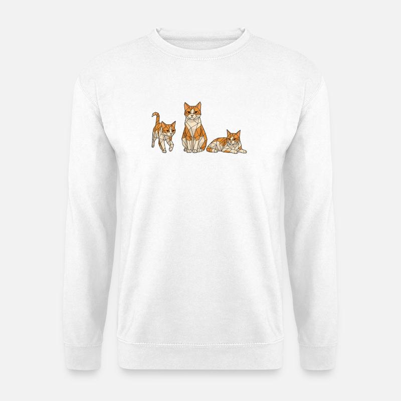 Geometrisches Katzen Trio - Unisex Pullover - Weiß