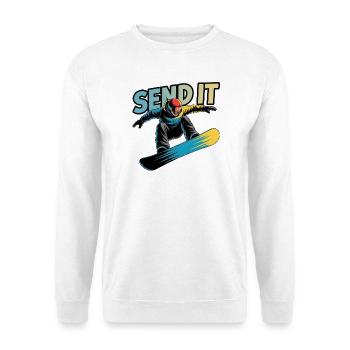 Snowboard Send It Action Comic Wintersport - Unisex Pullover - Weiß - Vorne