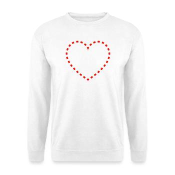 Gepunktetes Herzdesign - Unisex Pullover - Weiß - Vorne - Alina (178cm) & Michal (187cm)