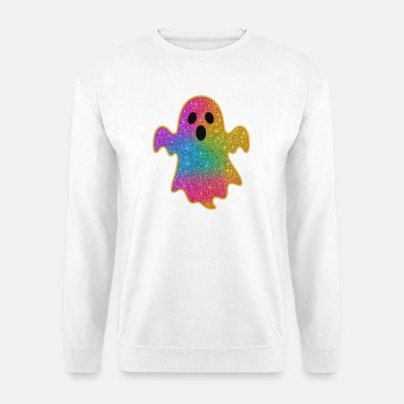 Halloween-Regenbogen Glitzer Geist - Unisex Pullover - Weiß