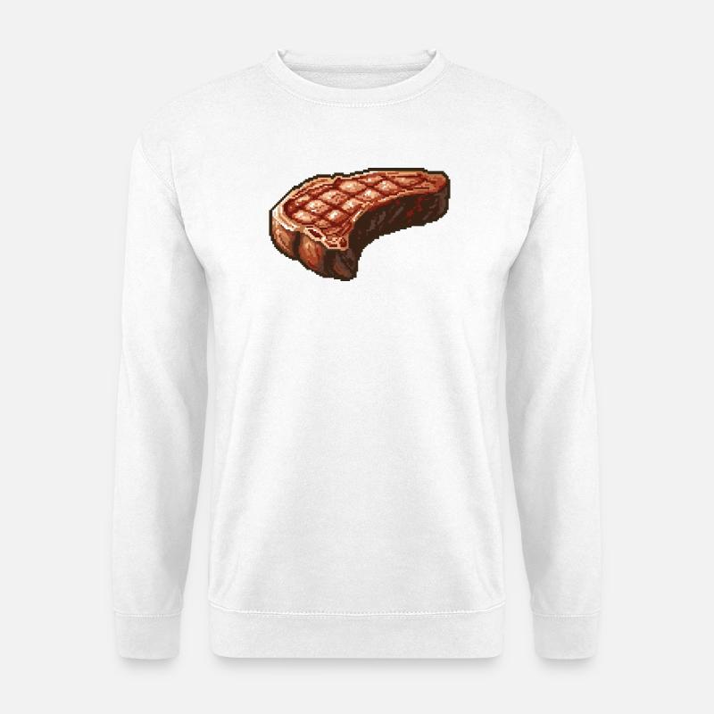 Pixelsteak Retro Grillkunst - Unisex Pullover - Weiß