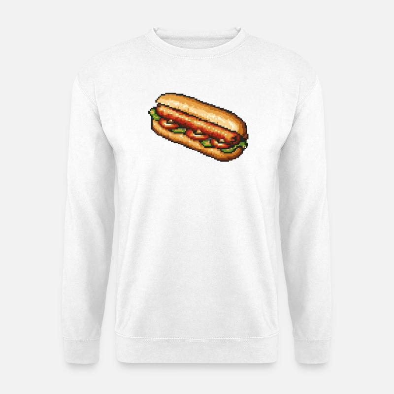 Retro Pixel Hotdog - Unisex Pullover - Weiß