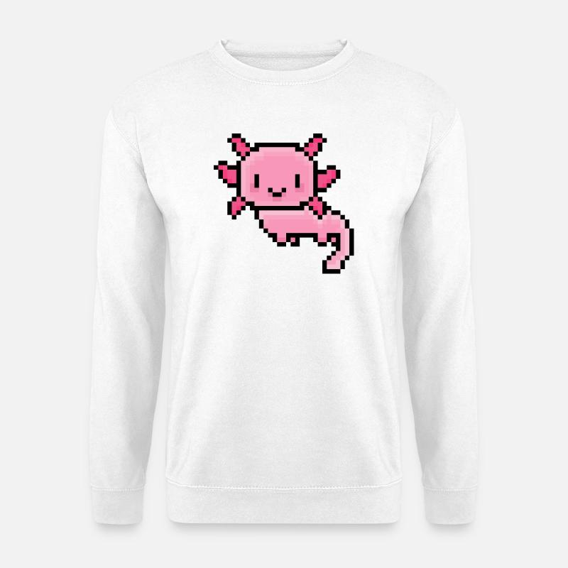 Süßer Pixel-Axolotl – Kawaii Tierdesign - Unisex Pullover - Weiß