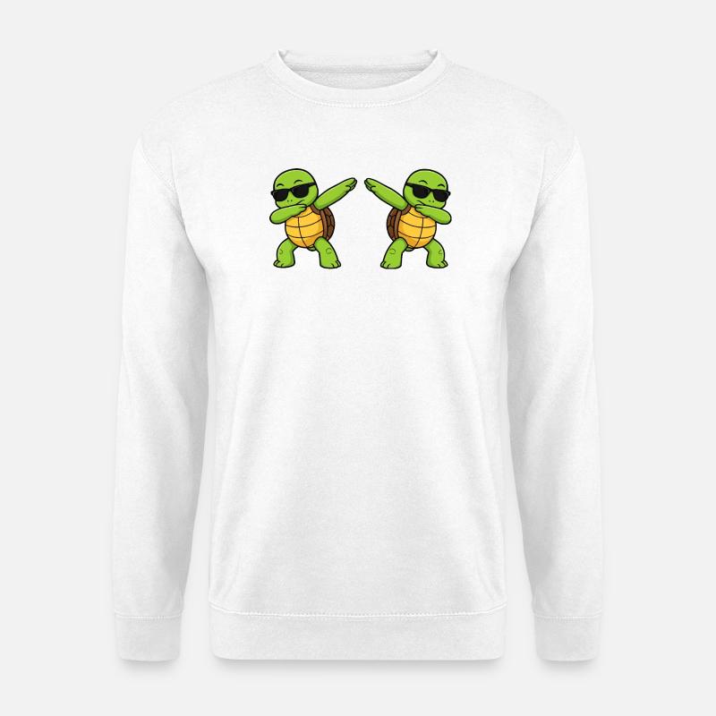 Dab Schildkröten Duo mit Sonnenbrillen - Unisex Pullover - Weiß