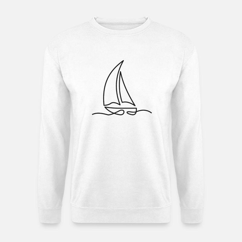Segelboot Skizze – maritimes Motiv - Unisex Pullover - Weiß