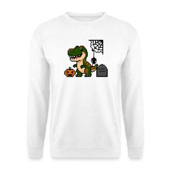 Pixel Art Dinosaurier für Halloween! 🎃🦖 - Unisex Pullover - Weiß - Vorne