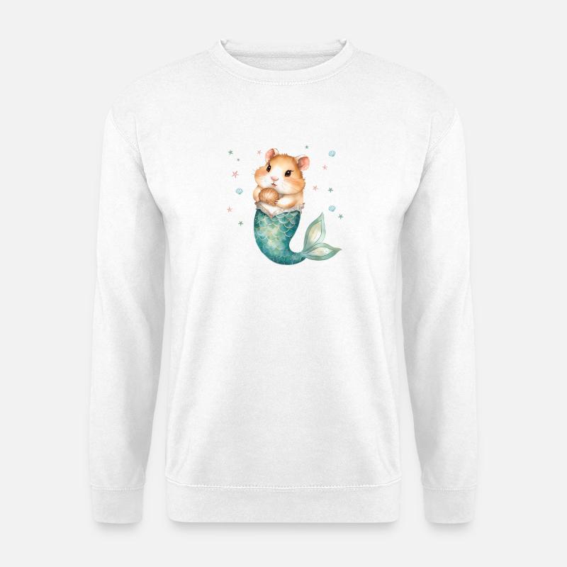 Süßer Hamster Meerjungfrau Kinderdesign - Unisex Pullover - Weiß