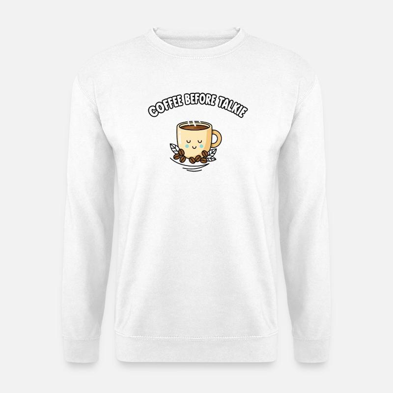 Kaffee vor dem Talkie süße Kawaii Kaffeetasse - Unisex Pullover - Weiß