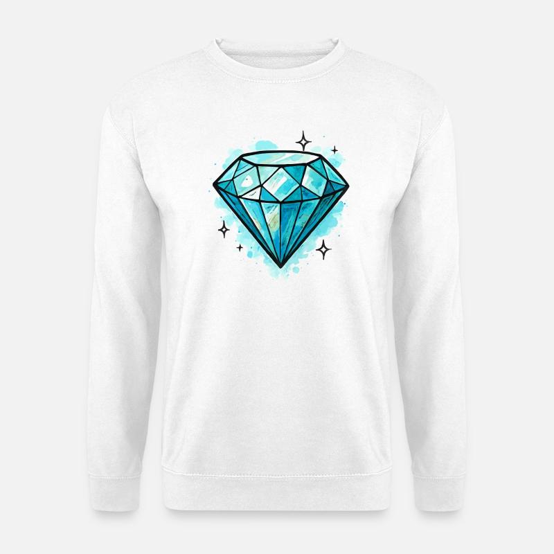 Blauer Diamant Kristall Illustration - Unisex Pullover - Weiß