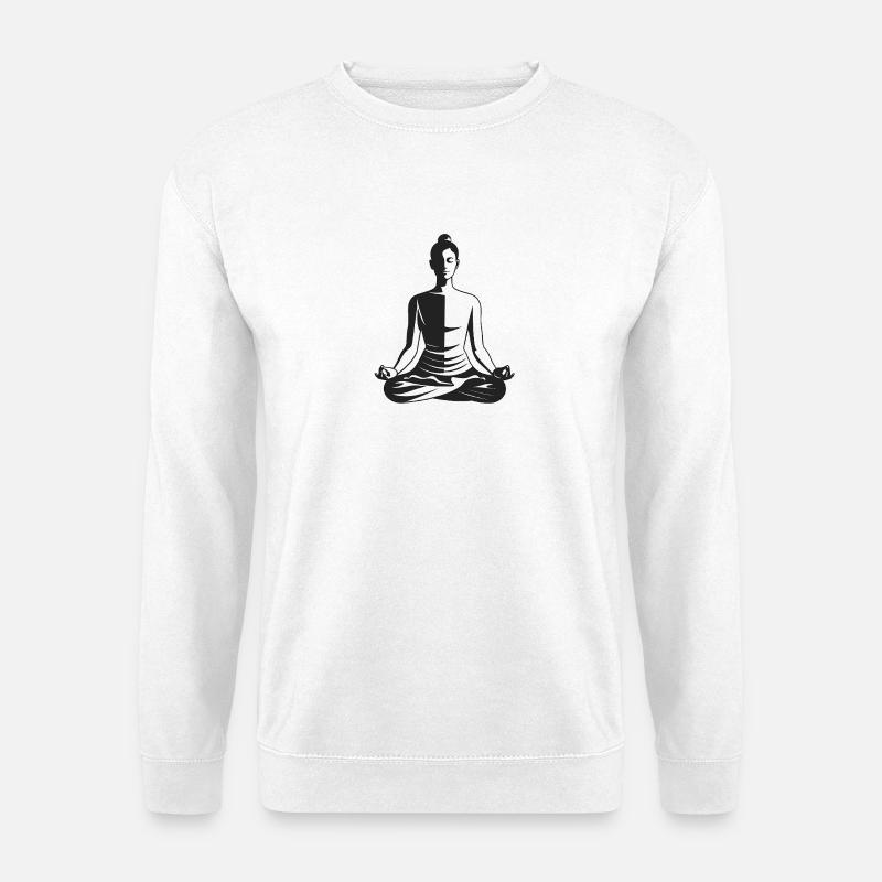 Meditation - Cooles Silhouetten-Logo - Unisex Pullover - Weiß