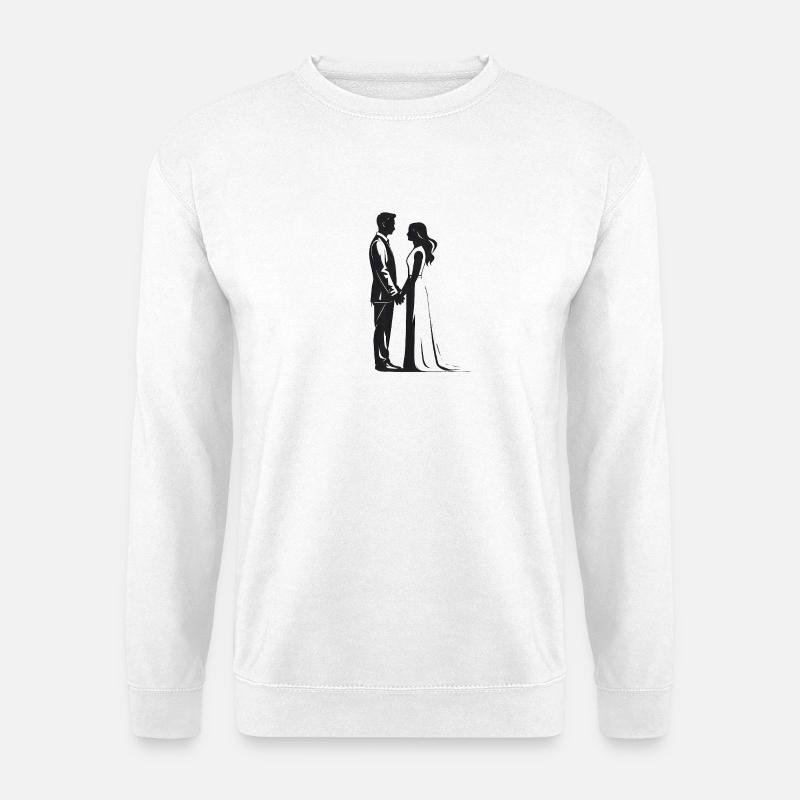 Hochzeitspaar - Cooles Silhouetten-Logo - Unisex Pullover - Weiß