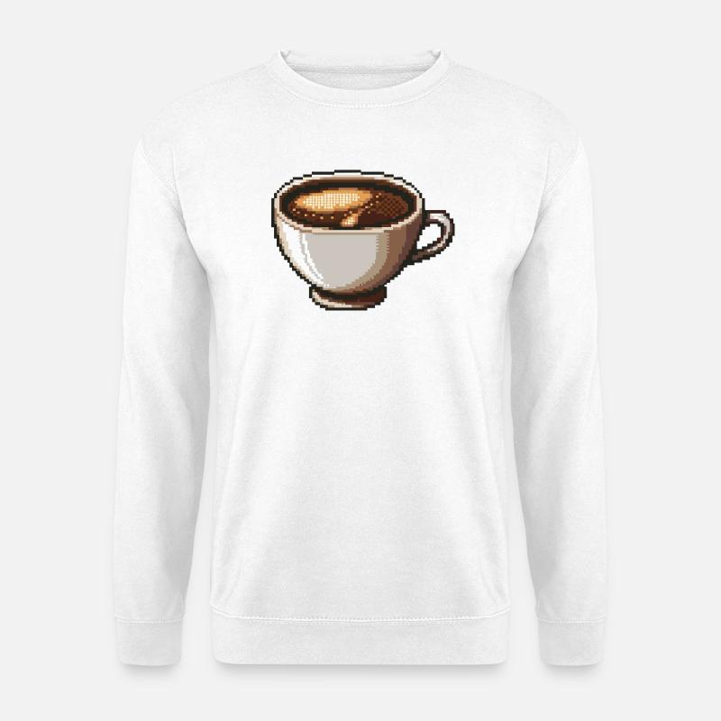 PixelKaffee Kaffeetasse Kunst - Unisex Pullover - Weiß