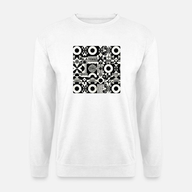 Abstract Black and White Pattern Geometry - Unisex Sweatshirt - white