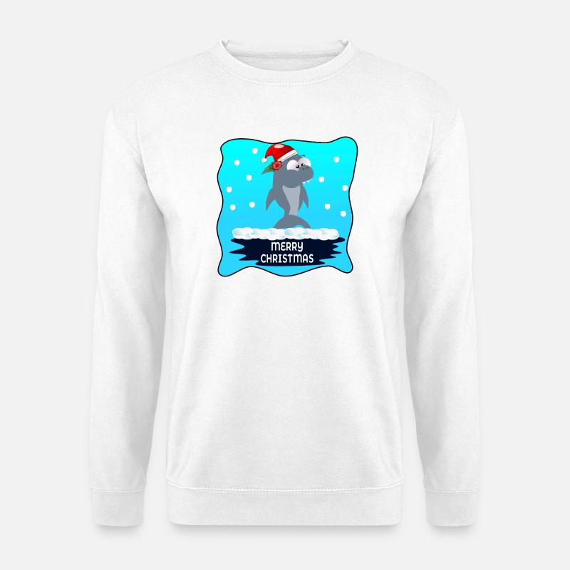 FROHE WEIHNACHTEN WÜNSCHE SHARK - Unisex Pullover - Weiß