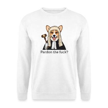 Corgi Judge Cartoon Pardon the Fuck - Unisex Sweatshirt - white - Front