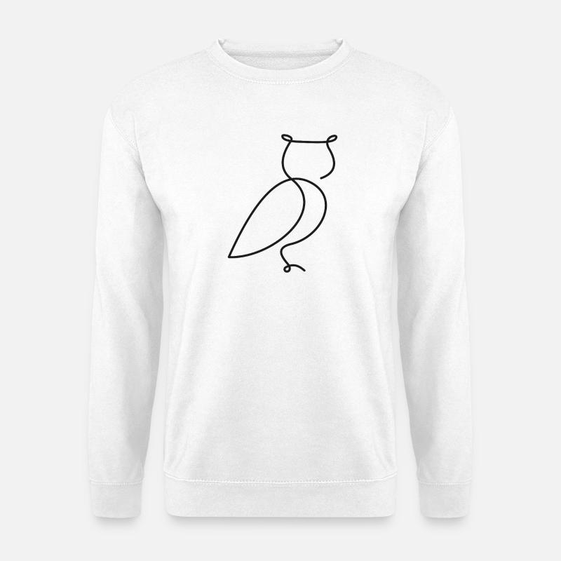 Eule Skizze – stilvolles Vogelmotiv - Unisex Pullover - Weiß