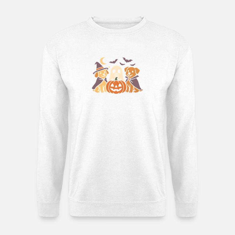 Kürbis Halloween Hunde - Unisex Pullover - Weiß