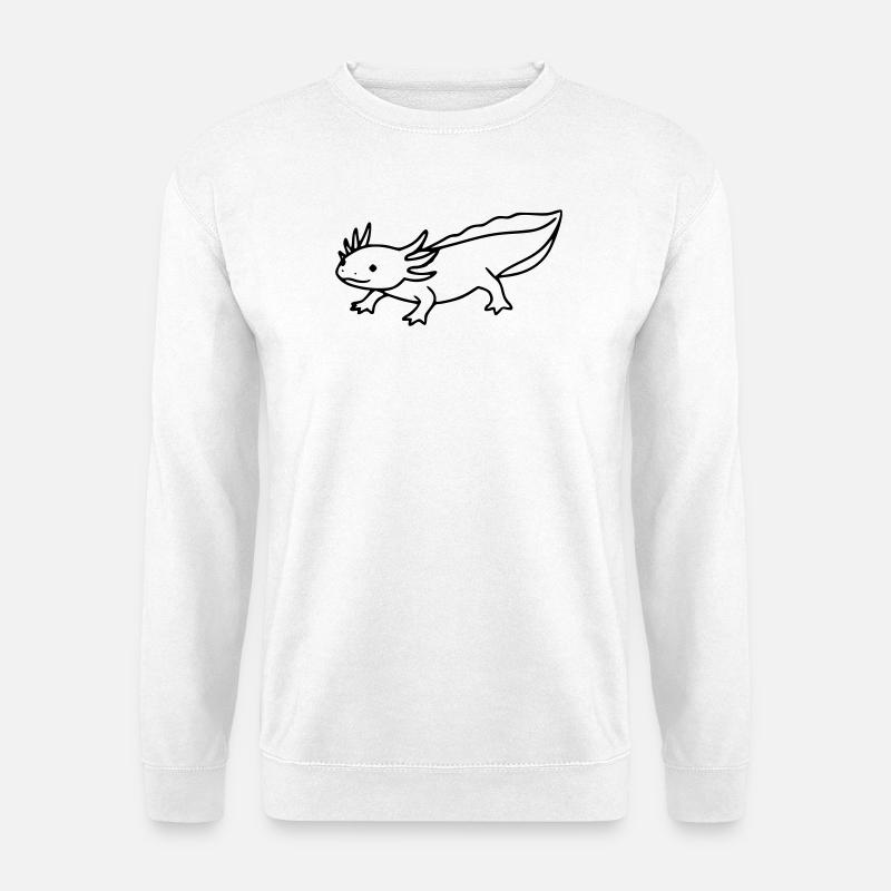 Axolotl Strichzeichnung | Minimalistischer Lurch - Unisex Pullover - Weiß