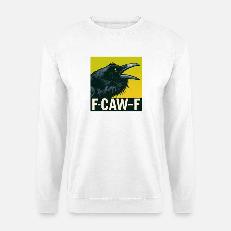 Rabe F-Caw-F Retro Lustige Schwarze Krähe - Unisex Pullover - Weiß