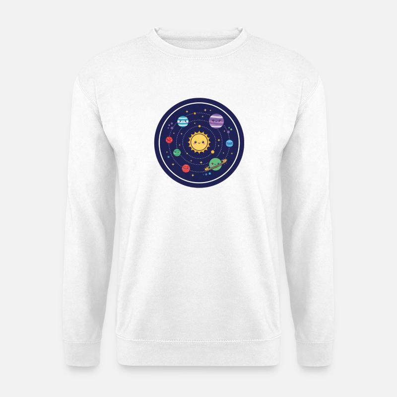 Cheerful Solar System Design - Unisex Sweatshirt - white