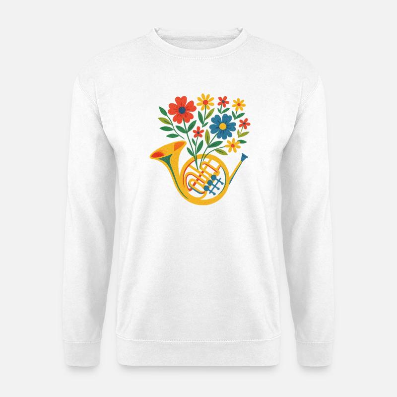Blumen-Horn-Strauß - Unisex Pullover - Weiß