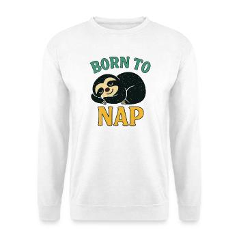 Born to Nap Faultier - Unisex Pullover - Weiß - Vorne