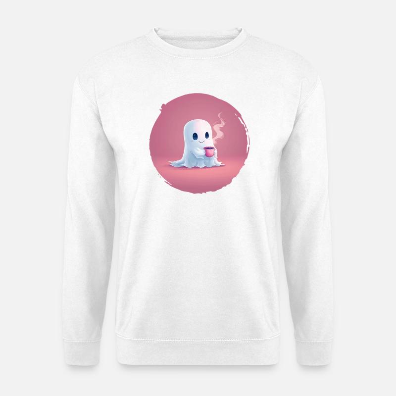 Kaffee‑Geist – Cozy Halloween Shirt - Unisex Pullover - Weiß