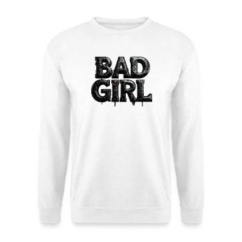 Bad Girl – 3D letters in black leather look - Unisex Sweatshirt - white - Front