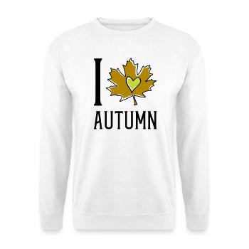 Herz im Herbstblatt - Unisex Pullover - Weiß - Vorne