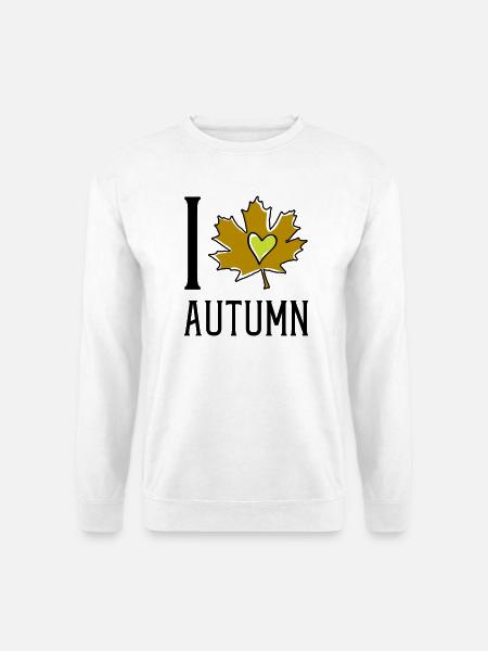 Herz im Herbstblatt - Unisex Pullover - Weiß