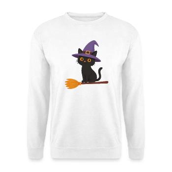 Hexe auf Besen - Unisex Pullover - Weiß - Vorne