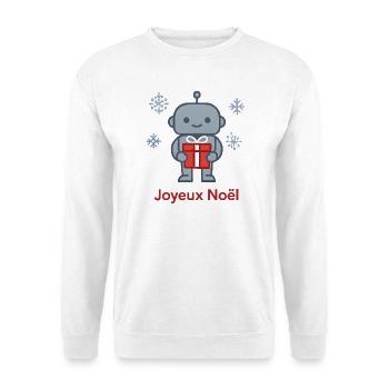 Robot de Noël au Cadeau Rouge - Sweat-shirt Unisexe - blanc - Devant