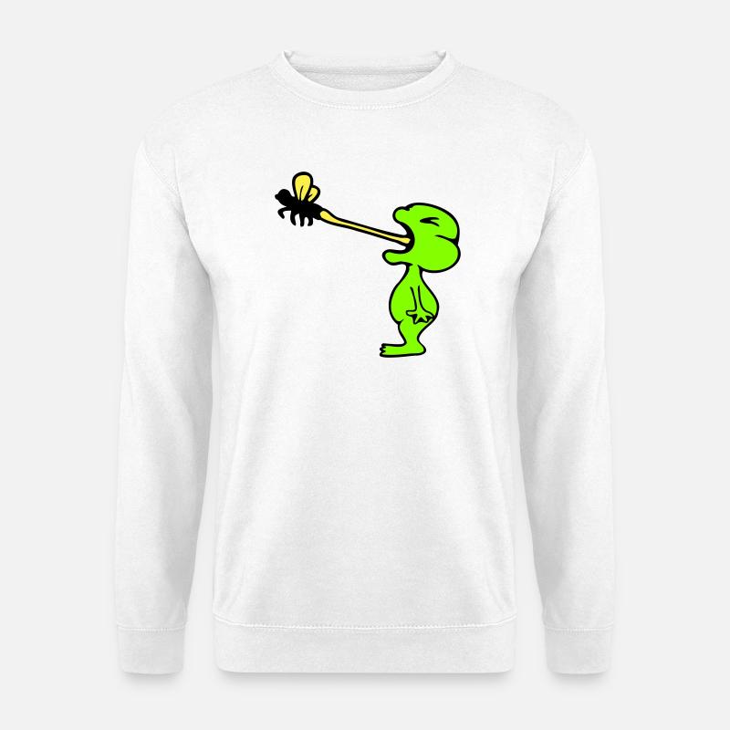 Frosch fängt Fliege Zunge Mücke essen hunger Kröte - Unisex Pullover - Weiß