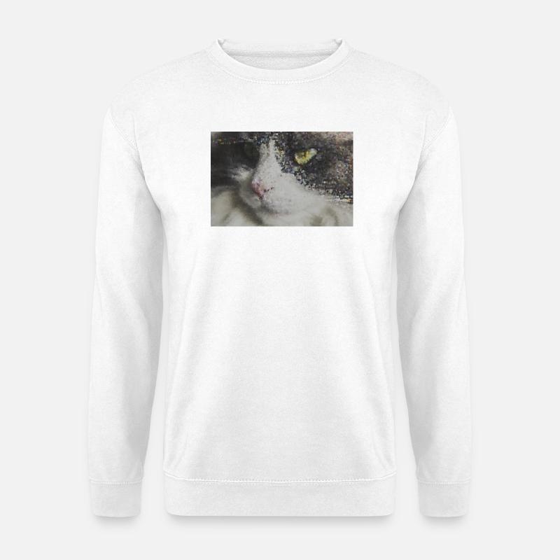 Pixelkatze Mosaikportrait - Unisex Pullover - Weiß