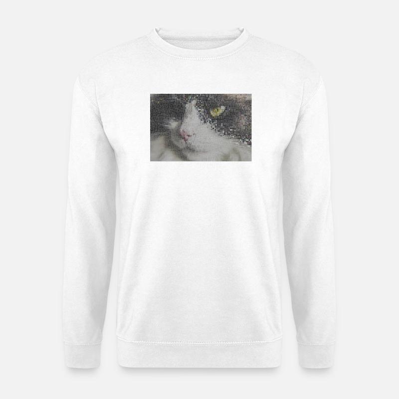 Katzenporträt Mosaik - Unisex Pullover - Weiß