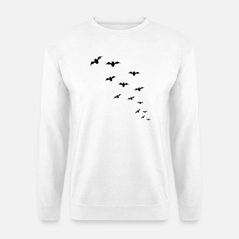 Minimalistische fliegendeFledermäuse für Halloween - Unisex Pullover - Weiß