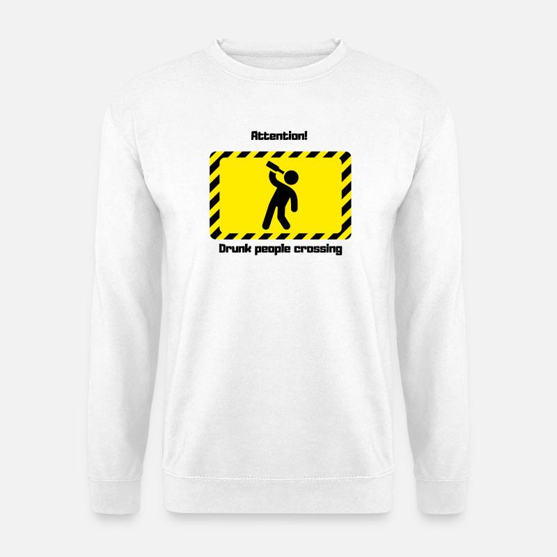 Warning Drunk People Hammer Silhouette - Unisex Sweatshirt - white