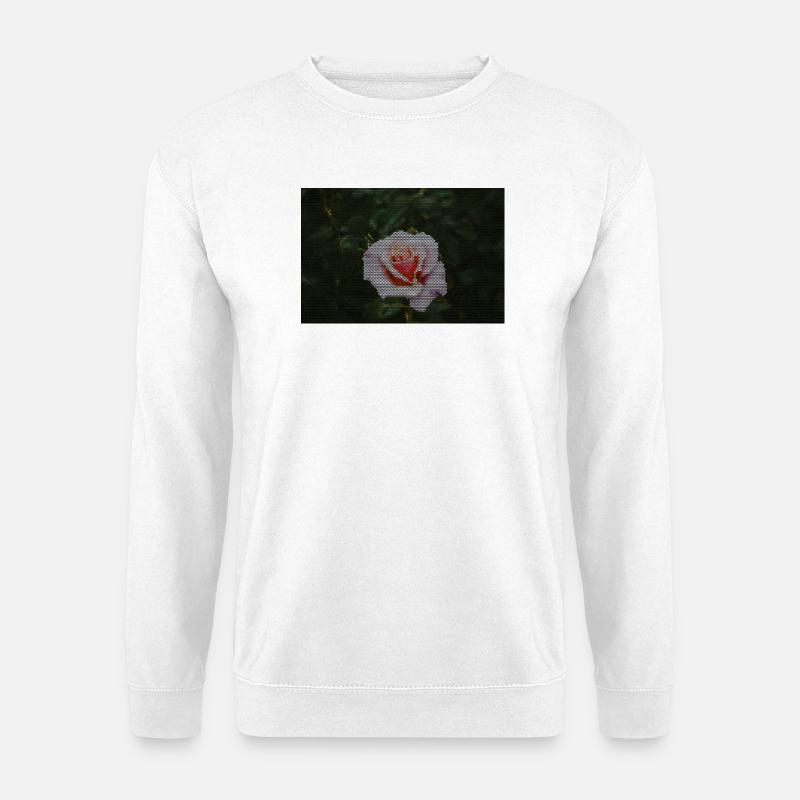 Rosenmosaik im Dunkelgrün - Unisex Pullover - Weiß