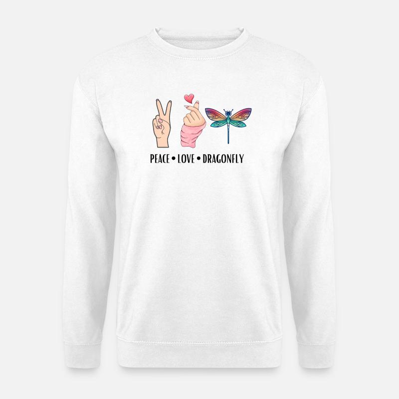Libellule paix Amour Et Libellules - Sweat-shirt Unisexe - blanc