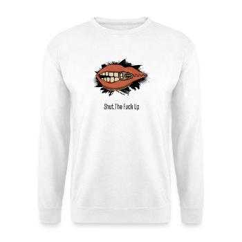 Shut The F*** Up – Pop Art Lips mit Reißverschluss - Unisex Pullover - Weiß - Vorne