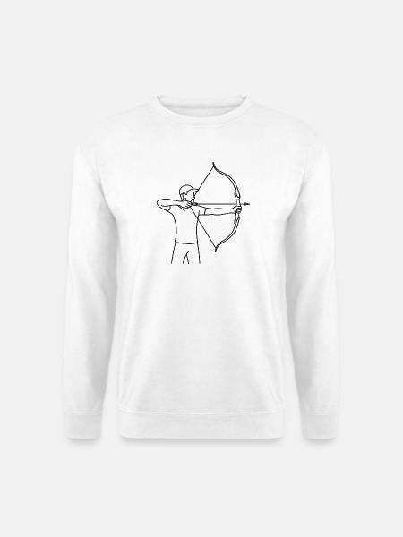 Bogenschütze Skizze – minimalistisches Sport Motiv - Unisex Pullover - Weiß