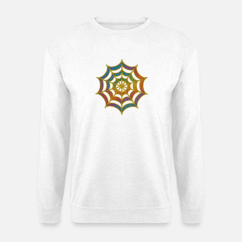 Spinnennetz | Regenbogen-Spinnenweb Goldglitzer - Unisex Pullover - Weiß