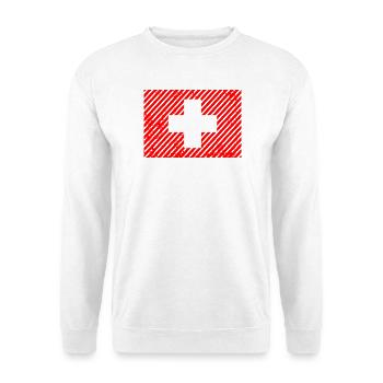  Schweizer Flagge Retro - Unisex Pullover - Weiß - Vorne - Alina (178cm) & Michal (187cm)