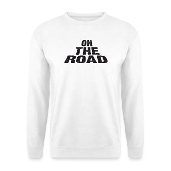 Unterwegs: Mutiges Typografie-Design - Unisex Pullover - Weiß - Vorne