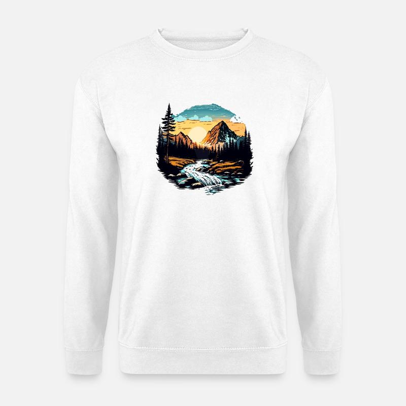 Sonnenuntergang in den Bergen - Unisex Pullover - Weiß