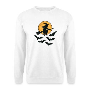 Flying Witch with Bats – Halloween Design - Unisex Sweatshirt - white - Front